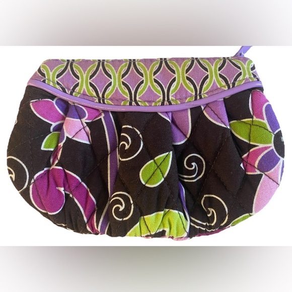Vera Bradley Purple Punch Coin Purse Brown Purple Green Excellent Condition - Picture 2 of 10